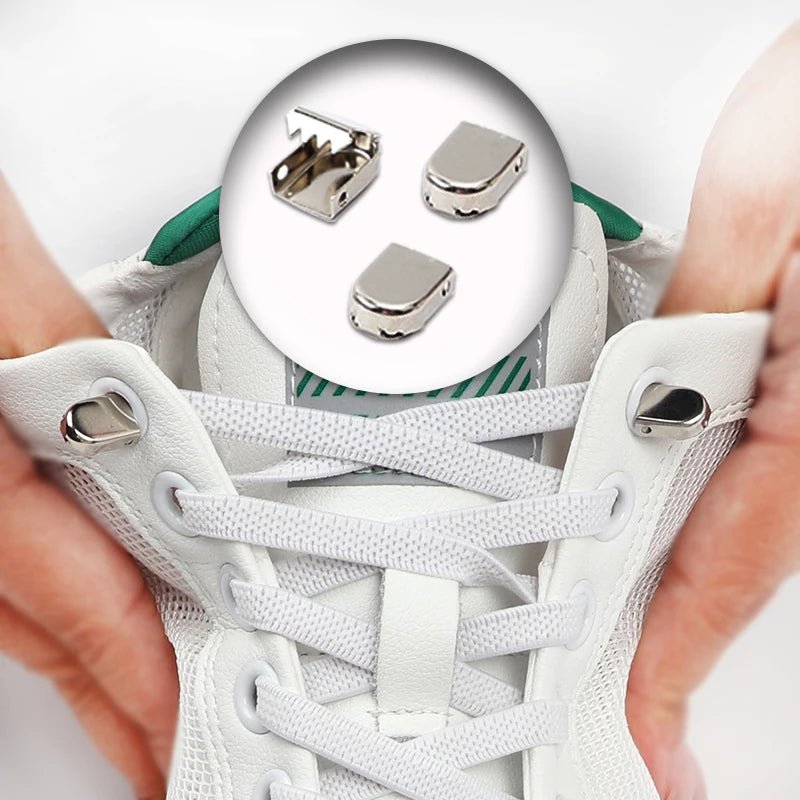 No-Tie Elastic Shoelaces with Metal Buckles – 1 Pair Quick Laces, One Size Fits All for Adults & Kids (105 cm / 41.3 in)