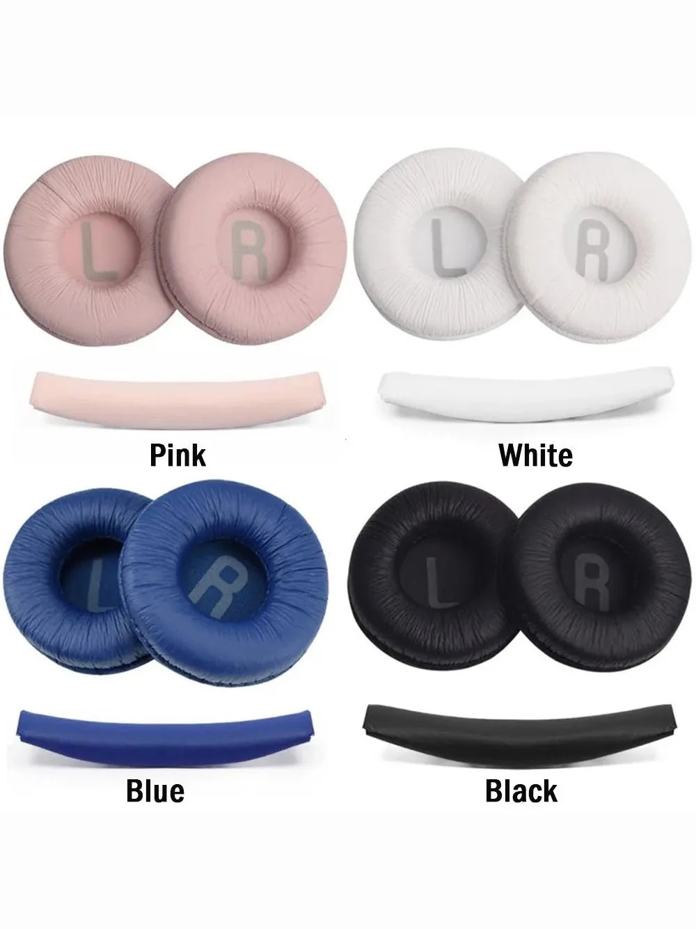 70mm (2.76in) Replacement Foam Ear Pads – Soft Protein Leather Headphone Cushions, 1 Pair (Headband Option)