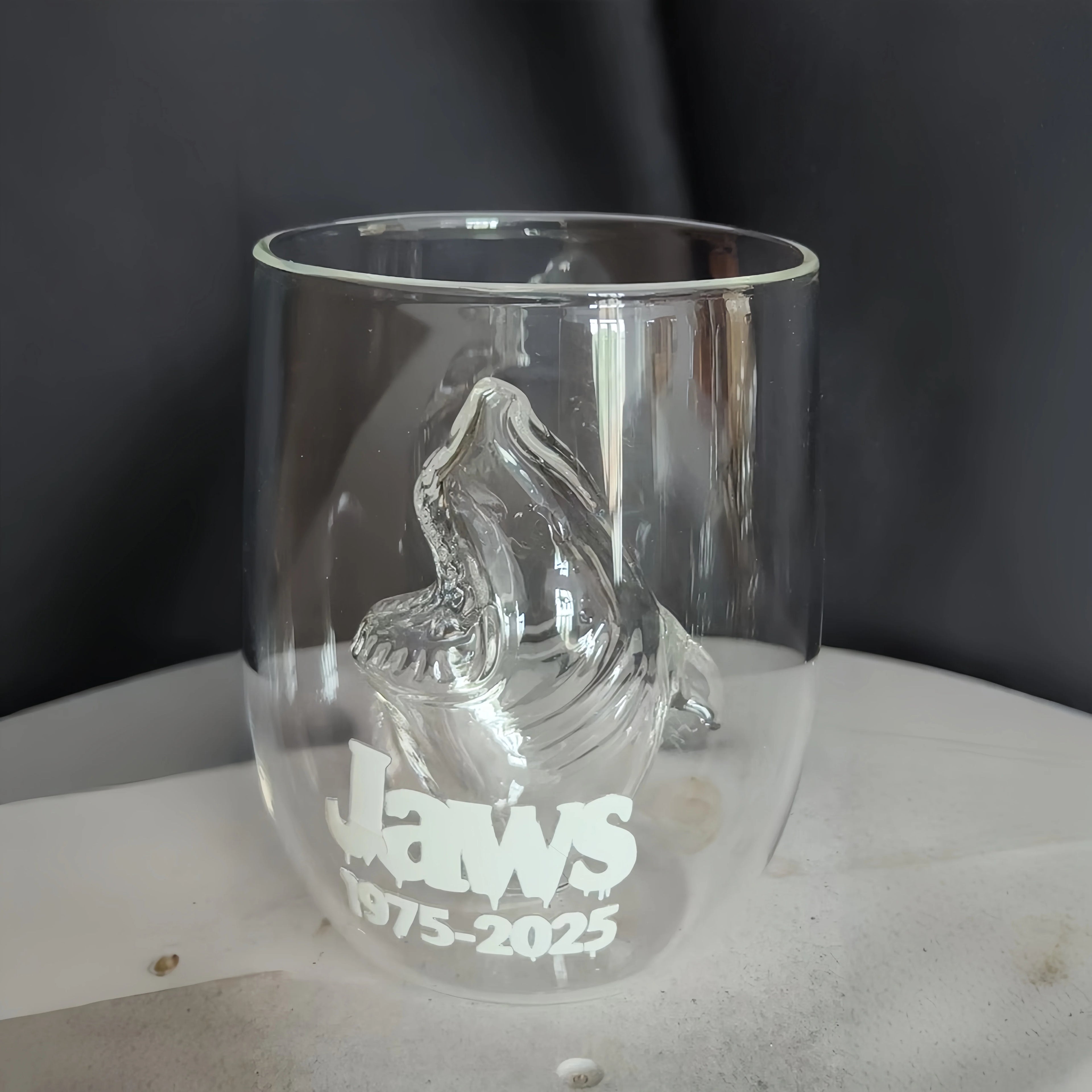 3D Shark Stemless Glass - 8.5 fl oz (250 ml) Novelty Wine, Whiskey & Cocktail Glass
