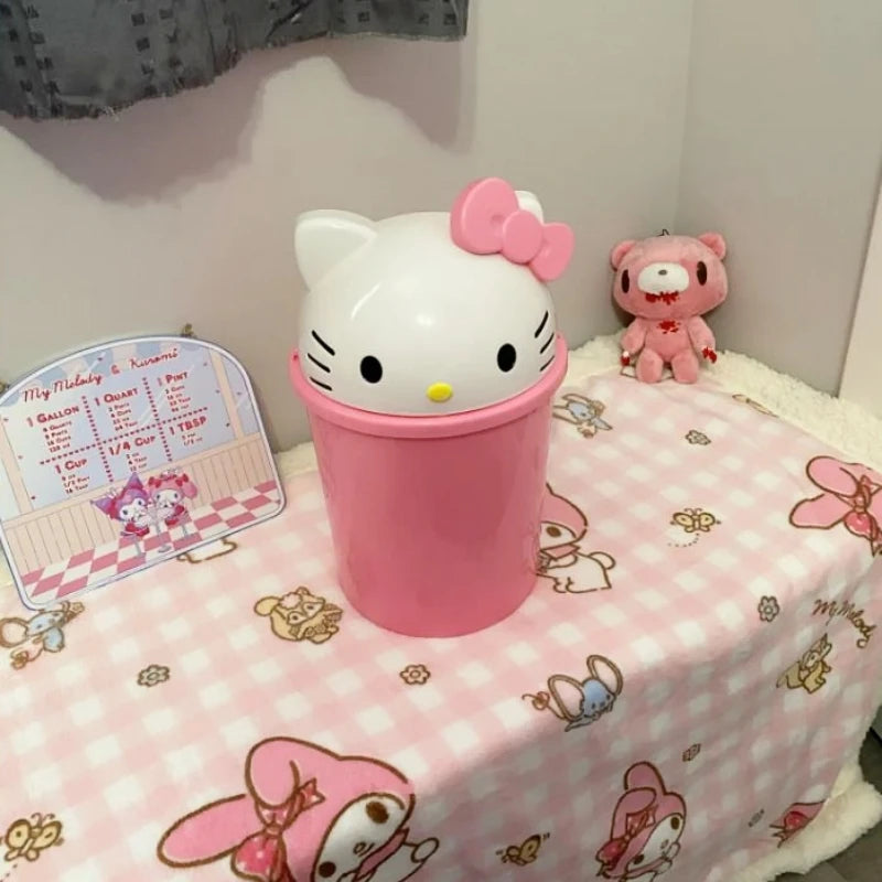 Kawaii Cat Trash Can Cute Plastic Rubbish Bin for Bedroom & Living Room — 21 cm (8.3 in) / 37 cm (14.6 in)