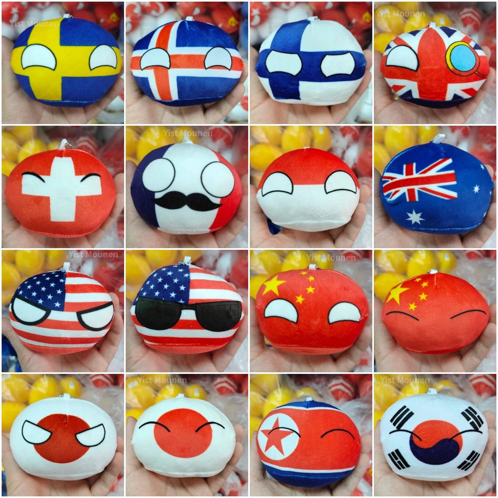 Polandball Countryball Plush Keychain 10 cm (3.9 in) 70 Designs Country Ball Pendant Stuffed Toy for Kids