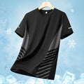 Men's Running T-Shirt Ice Silk Quick-Dry Breathable Mesh Short Sleeve Athletic Tee with Reflective Print