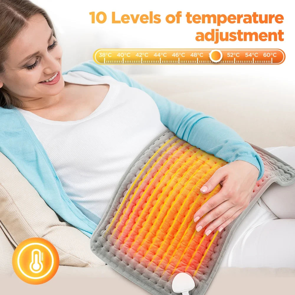 Electric Heating Pad 30 x 60 cm (11.8 x 23.6 in) Soft Micro-Plush Heated Pad with 10 Heat Levels & 4 Timers for Back, Body & Office