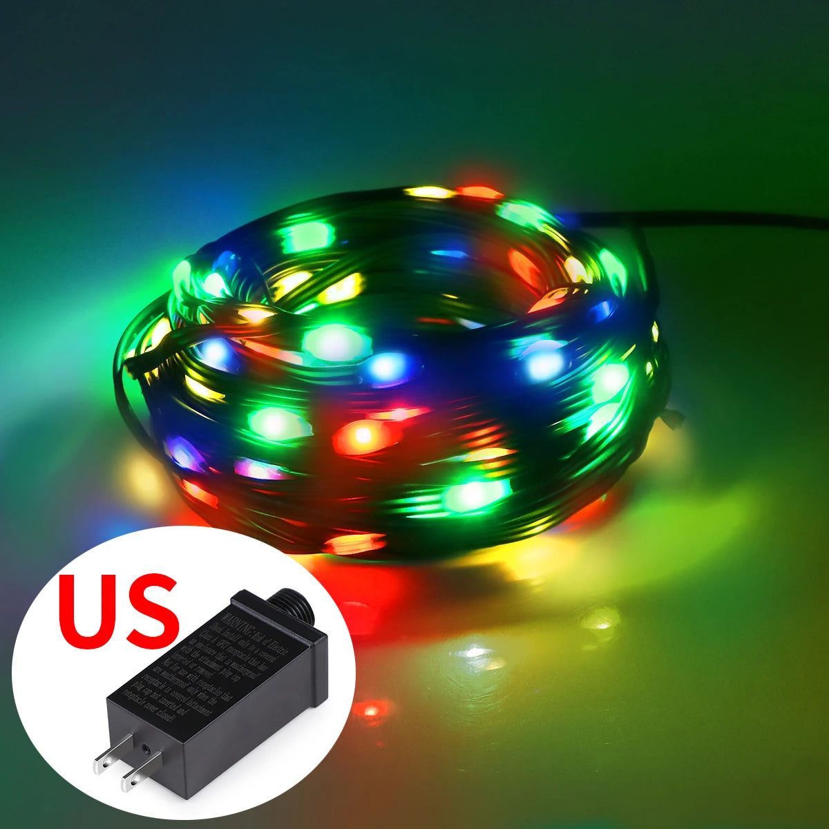 Holiday & Christmas Outdoor LED String Lights - Green PVC, Waterproof IP65, 8 Modes, 10–100 m (33–328 ft)