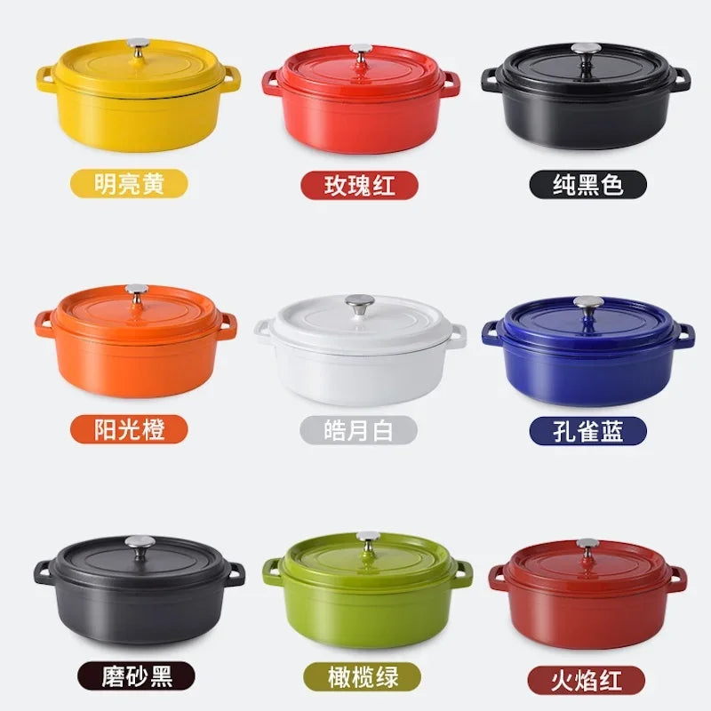 Oval Enamel Cast Iron Dutch Oven 31 cm (12.2 in) with Glass Lid - Nonstick Oval Casserole Pot