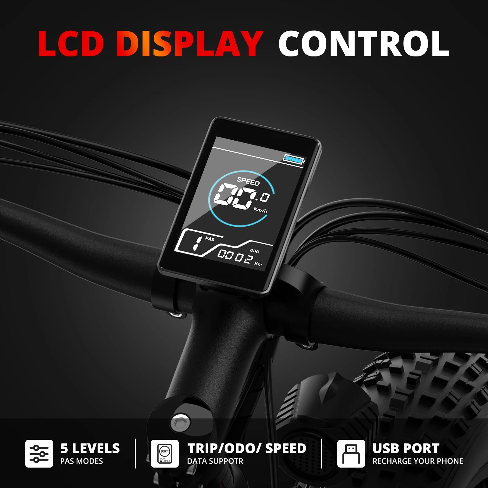26" Electric Fat Tire Mountain Bike — 1500W Peak, 48V 15Ah Battery, 26x4.0 Off‑Road eBike, Up to 31 mph (50 km/h)