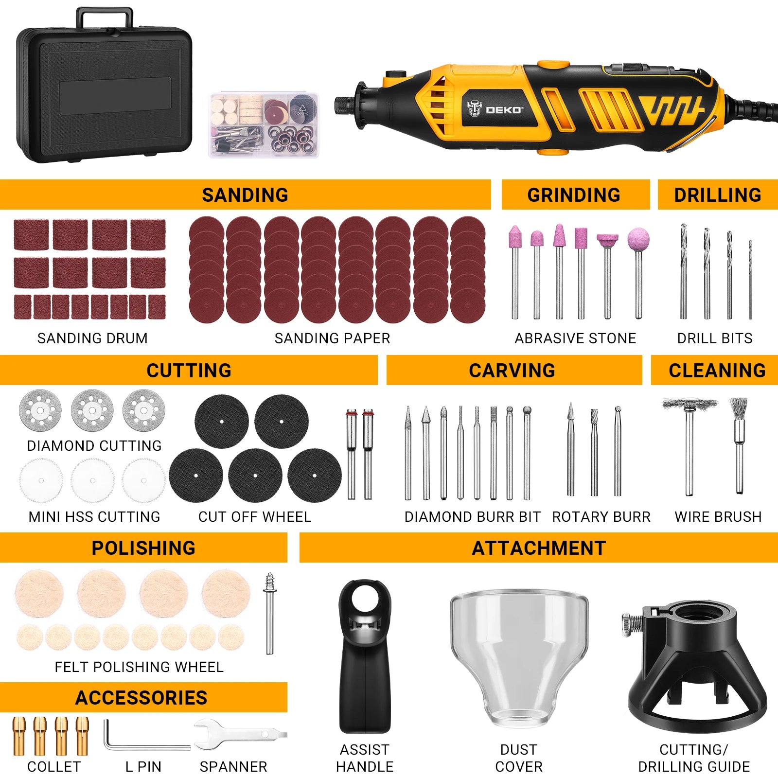 Corded Rotary Tool 220V 170W Mini Handheld Grinder with Flex Shaft, 127-Piece Accessory Kit for Engraving, Polishing & Cutting