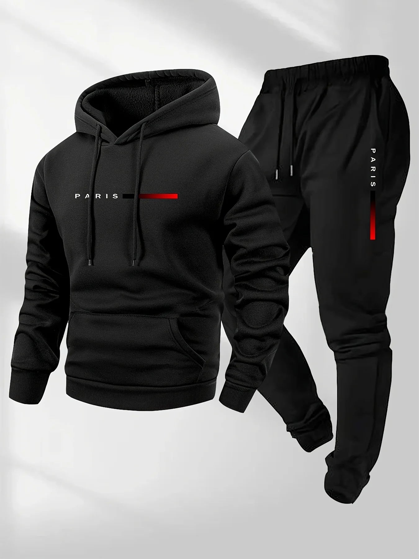 Men's Fleece Hoodie & Jogger Set – Letter Print Pullover Tracksuit for Fall Winter Casual Sportswear