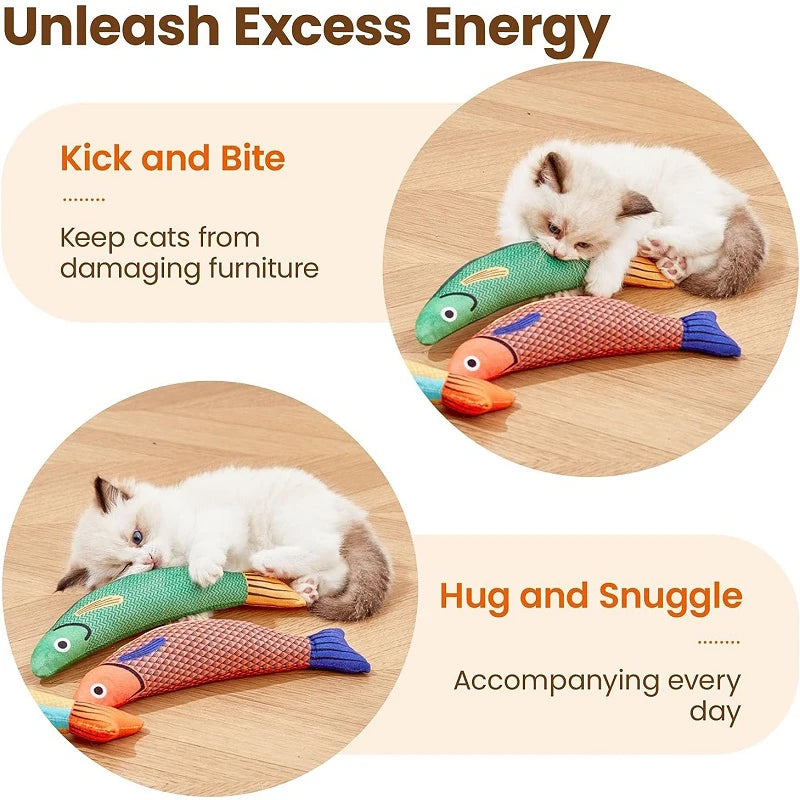 Catnip Plush Fish Toy - 3D Goldfish with Crinkle Sound for Cats & Kittens