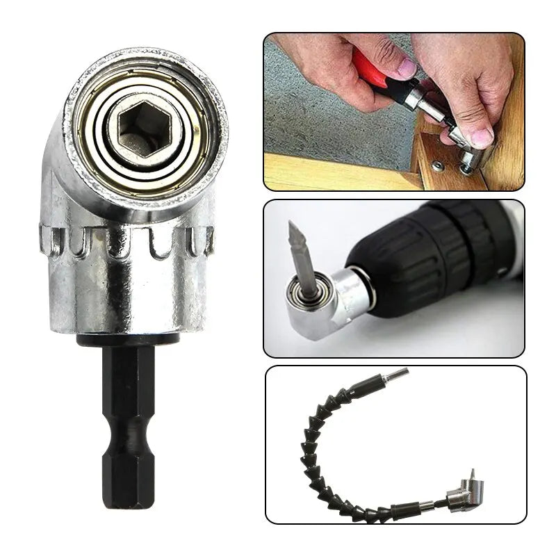 105° Right Angle Drill Adapter 61mm (2.4 in) — 1/4-inch Hex Magnetic Quick-Connect Corner Attachment