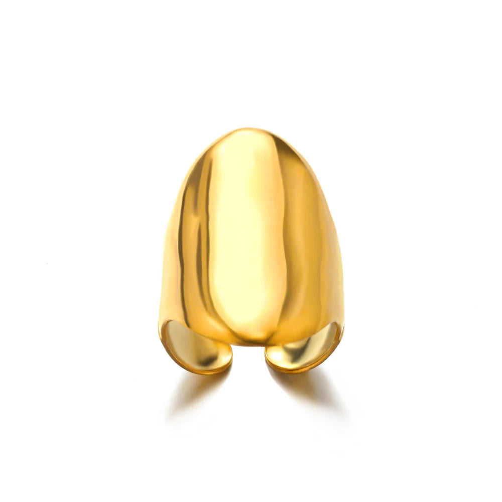 316L Stainless Steel Gold-Tone Women's Ring – Hypoallergenic Classic Tension-Set Wedding & Couple Ring