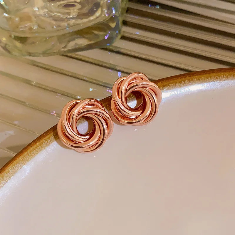Geometric Multilayer Twisted Hoop Earrings Gold Layered Metal Hoops for Women