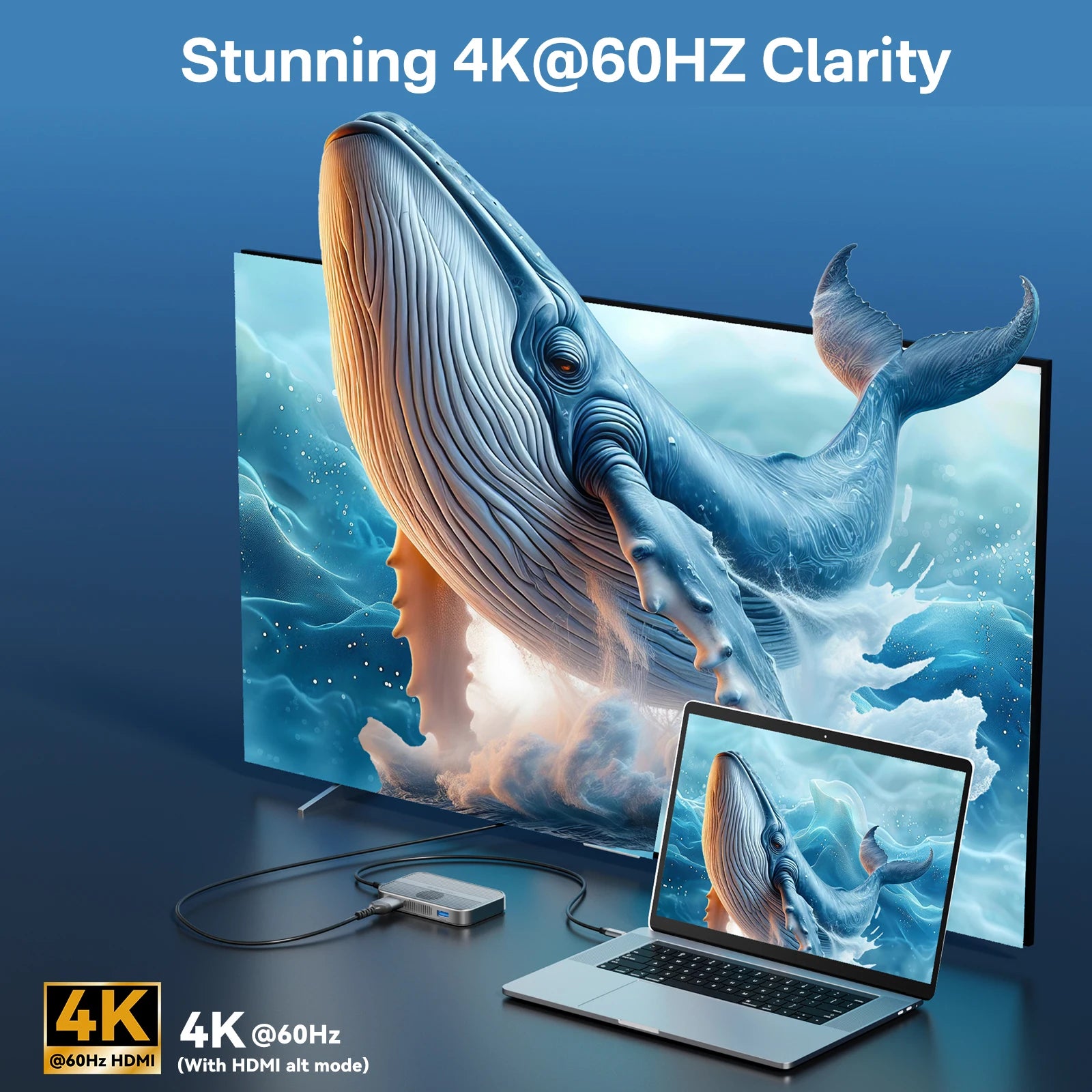 MagSafe Magnetic M.2 NVMe SSD Enclosure & 6-in-1 USB-C Docking Station — 10Gbps, HDMI 4K@60Hz, SD/TF, PD 100W, Cooling Fan, Supports 2230/2242/2260/2280 up to 8TB