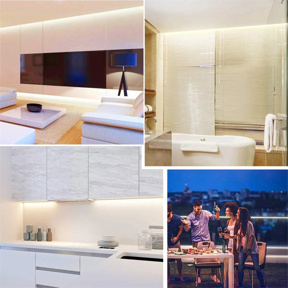 COB LED Strip Light 220V EU Plug Waterproof Flexible Tape High Brightness for Bedroom, Outdoor & Garden
