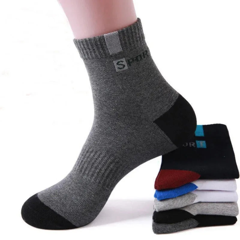 Men's Breathable Sports Crew Socks, 3/5/10 Pairs, Polyester-Cotton Anti-Odor Sweat-Absorbent