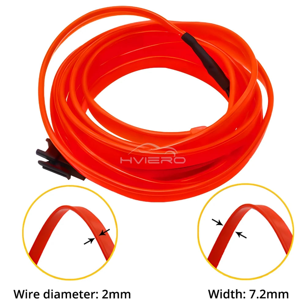 Car Interior LED Strip Light 1/2/3/5M – Flexible Neon Rope USB & 12V Ambient Door Dashboard Lighting