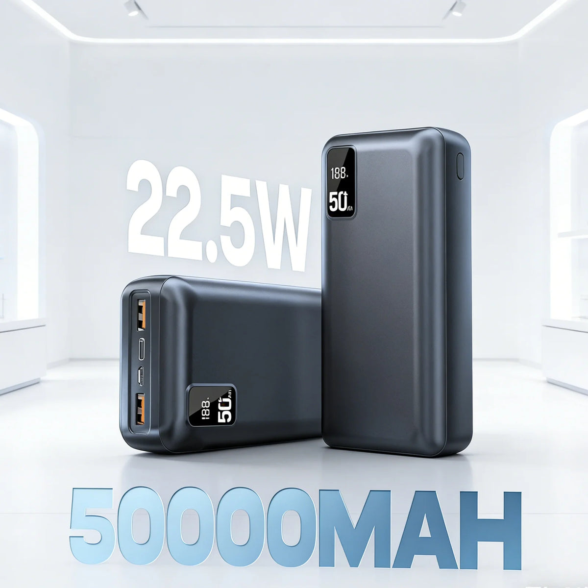 50000mAh 22.5W Power Bank PD Fast Charging Portable Charger – Triple-Port External Battery for iPhone iPad Xiaomi