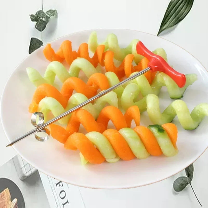 Handheld Vegetable Spiral Knife 1-Pack Stainless Steel Potato Carrot Cucumber Spiralizer Manual Veg Cutter