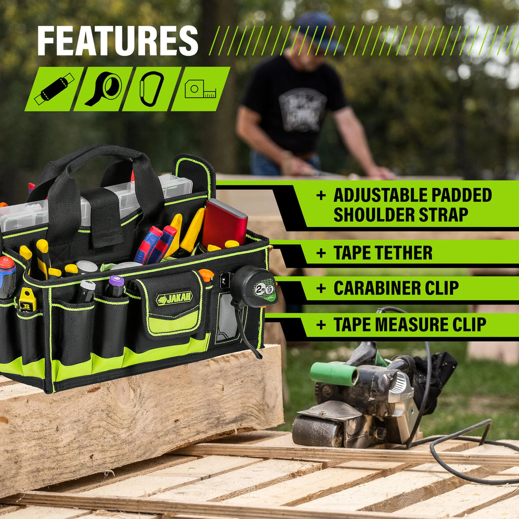 40-Pocket Tool Tote Organizer Bag for Electricians & HVAC Technicians – Heavy-Duty Tool Caddy