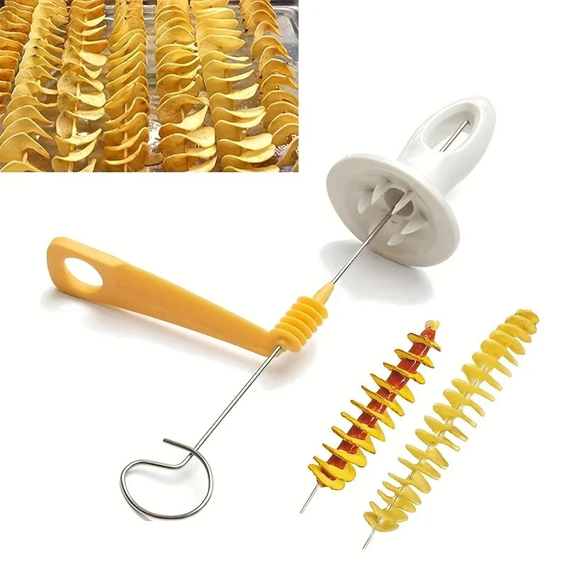 6-Piece Stainless Steel Vegetable Spiralizer Set - Multi-Functional Spiral Cutter for Potatoes & Carrots