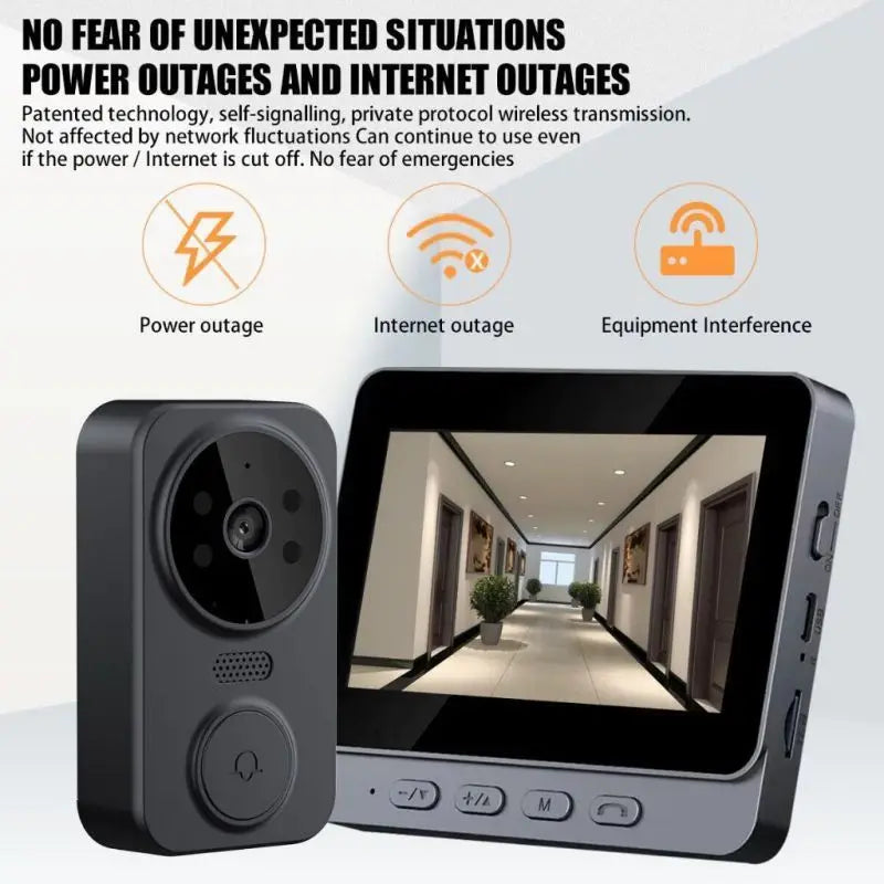1080P Wireless Video Doorbell — 4.3-Inch IPS Screen, Two-Way Intercom & Infrared Night Vision