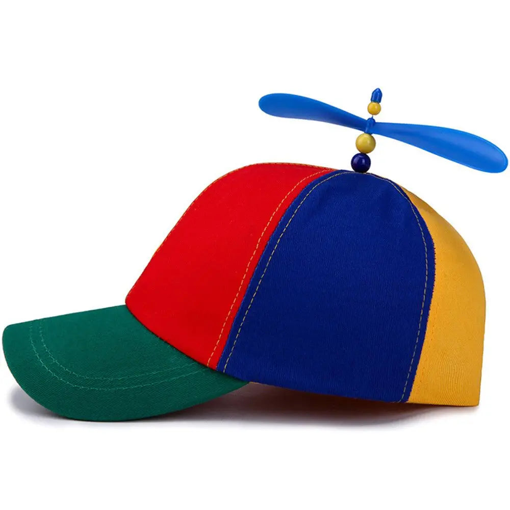 Helicopter Propeller Snapback Hat - Rainbow Windmill Baseball Cap, Adjustable Novelty Dad Hat for Kids & Adults