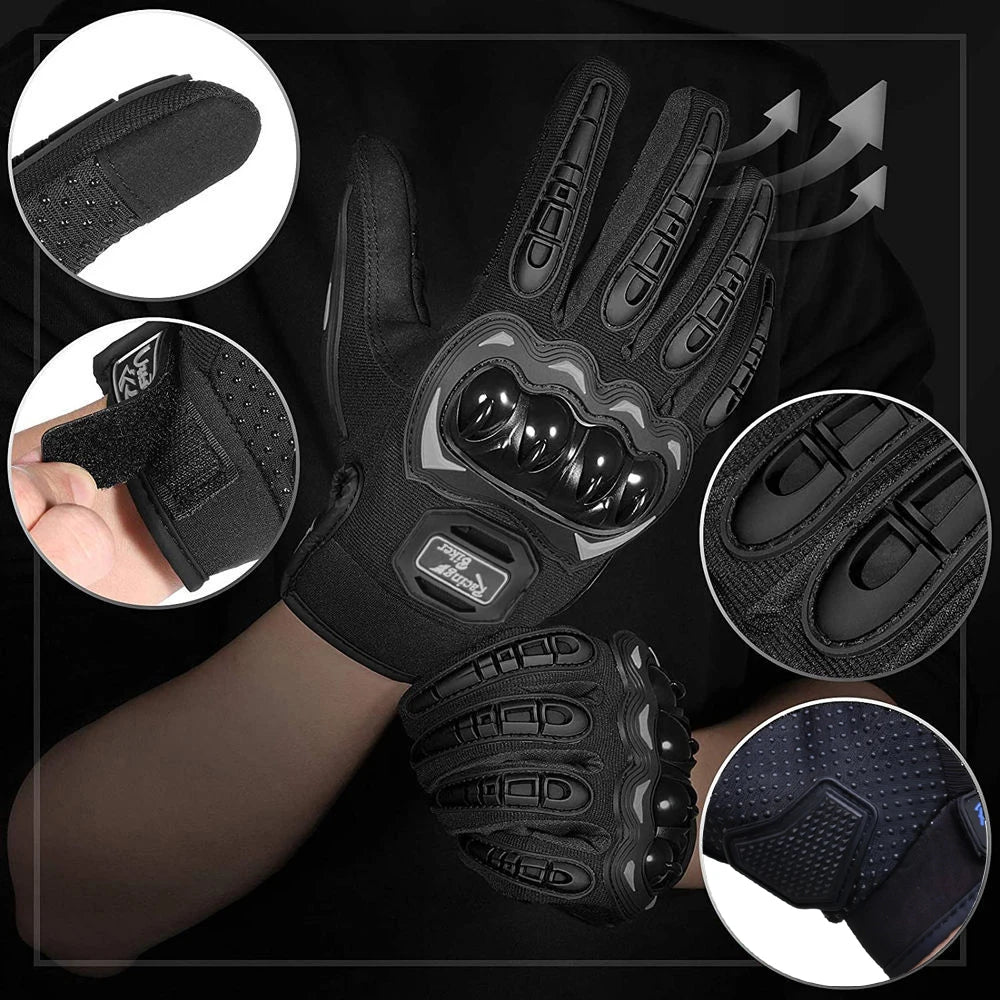Motorcycle Racing Gloves Breathable Full-Finger Motocross Gloves with Knuckle Protection and Silicone Palm Grip, Unisex Sizes M-XXL