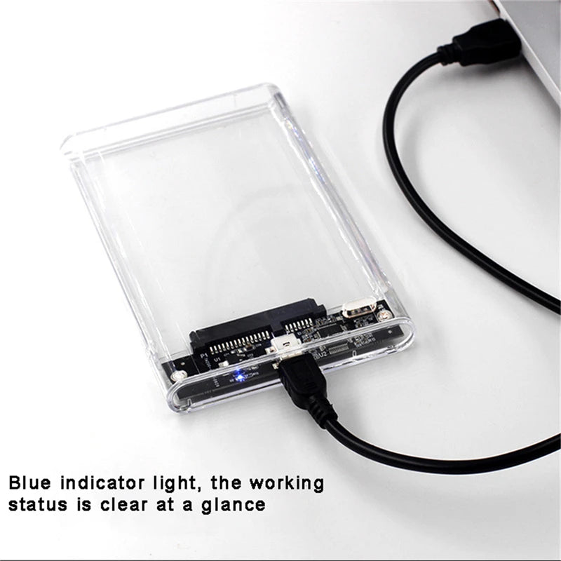 Transparent 2.5-Inch HDD/SSD Enclosure – SATA III to USB 3.0 Type-C, Tool-Free Portable External Drive Case (7mm/9.5mm, up to 2TB)