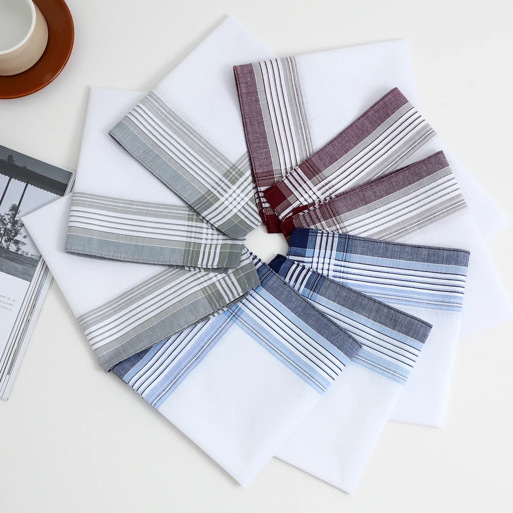 6-Pack Men's Yarn-Dyed Cotton Plaid Handkerchiefs – 43 x 43 cm (17 x 17 in) Pocket Squares for Wedding Favors, Groom Gifts & Sweat-Wiping