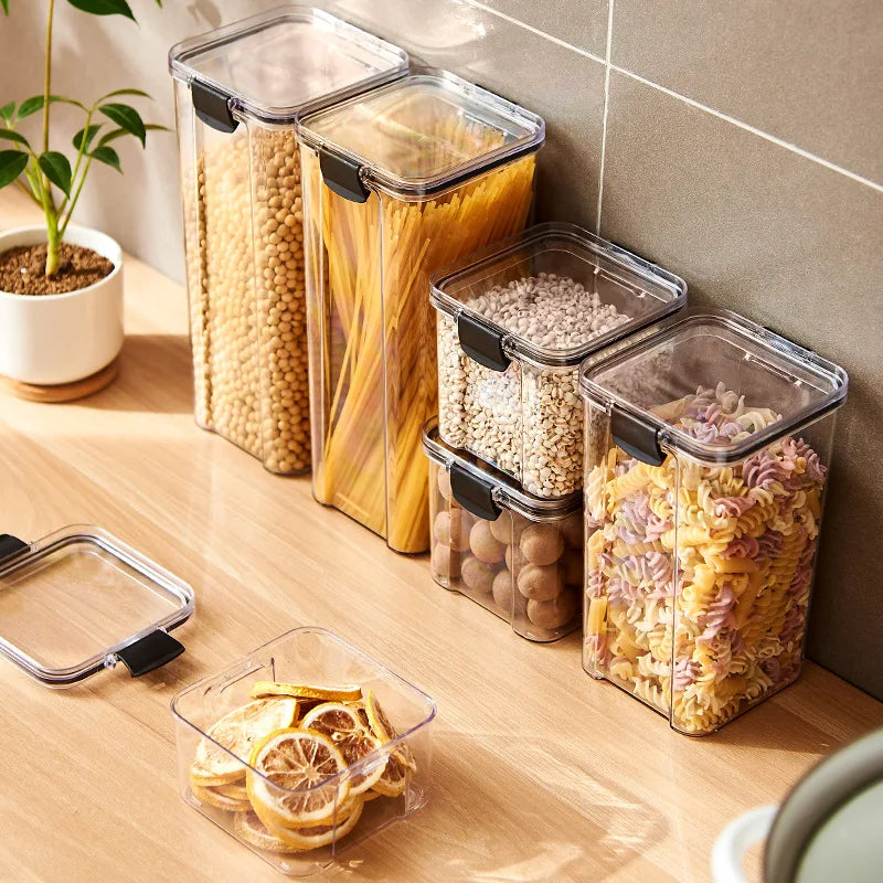 Airtight Plastic Pantry Storage Jars - Sealed Kitchen Canisters (460ml–1800ml / 15.6–60.8 fl oz)