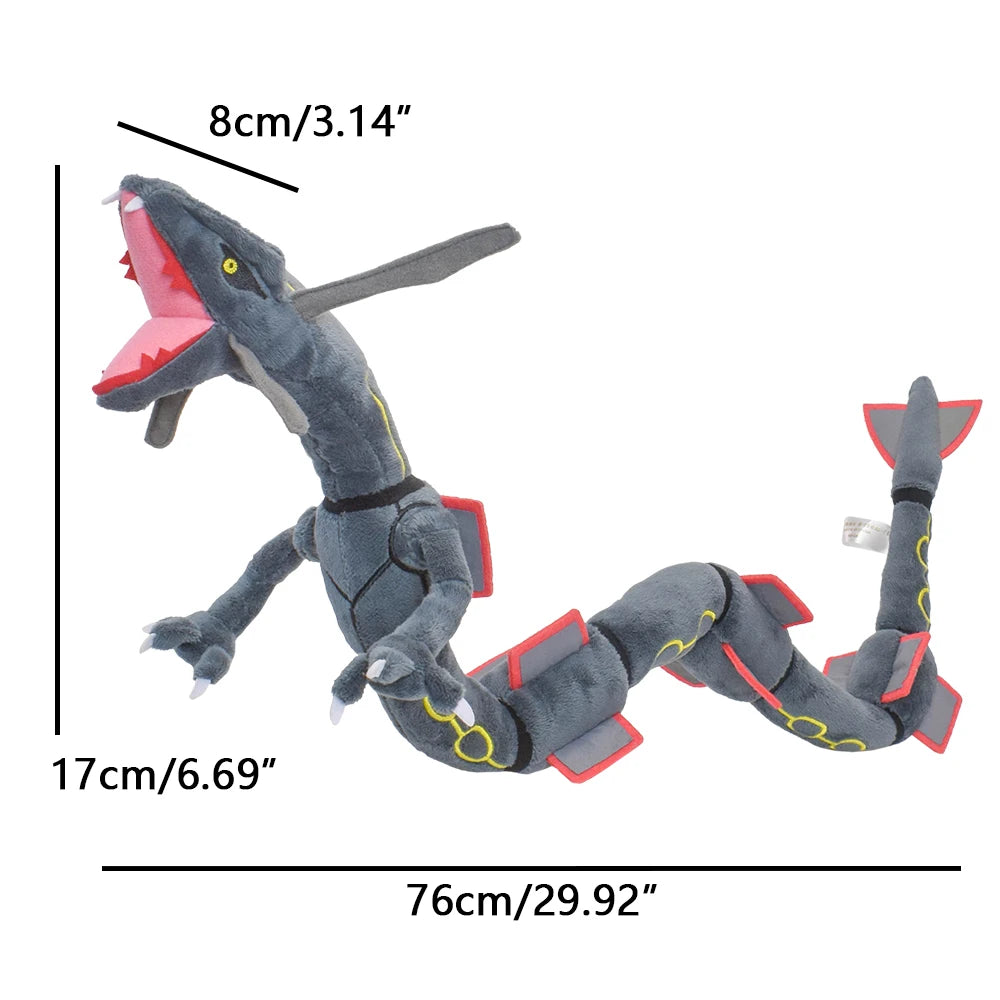 Shiny Rayquaza Plush Toy - Soft Black 12 in (30 cm) Stuffed Collectible Plushie Gift
