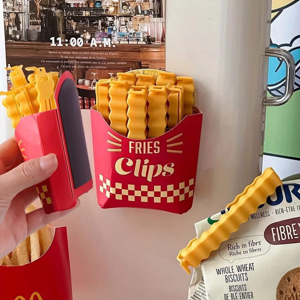 12-Pack French Fry Shaped Bag Clips, Snack & Food Sealing Clips for Chip Bags and Seasonings