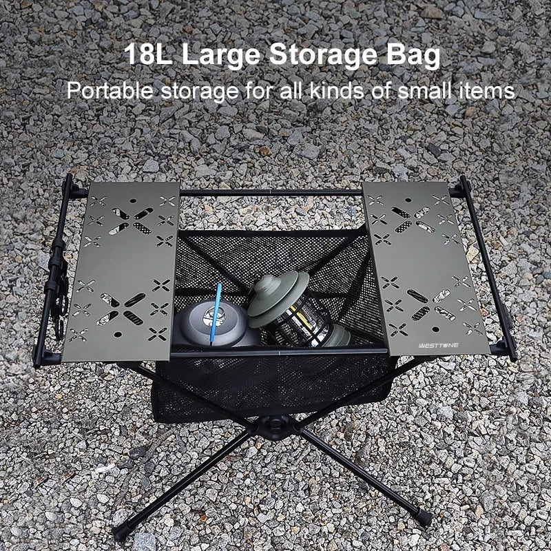 Folding Aluminum Camping Table with Mesh Storage Bag - Lightweight Portable Outdoor Picnic & BBQ Table