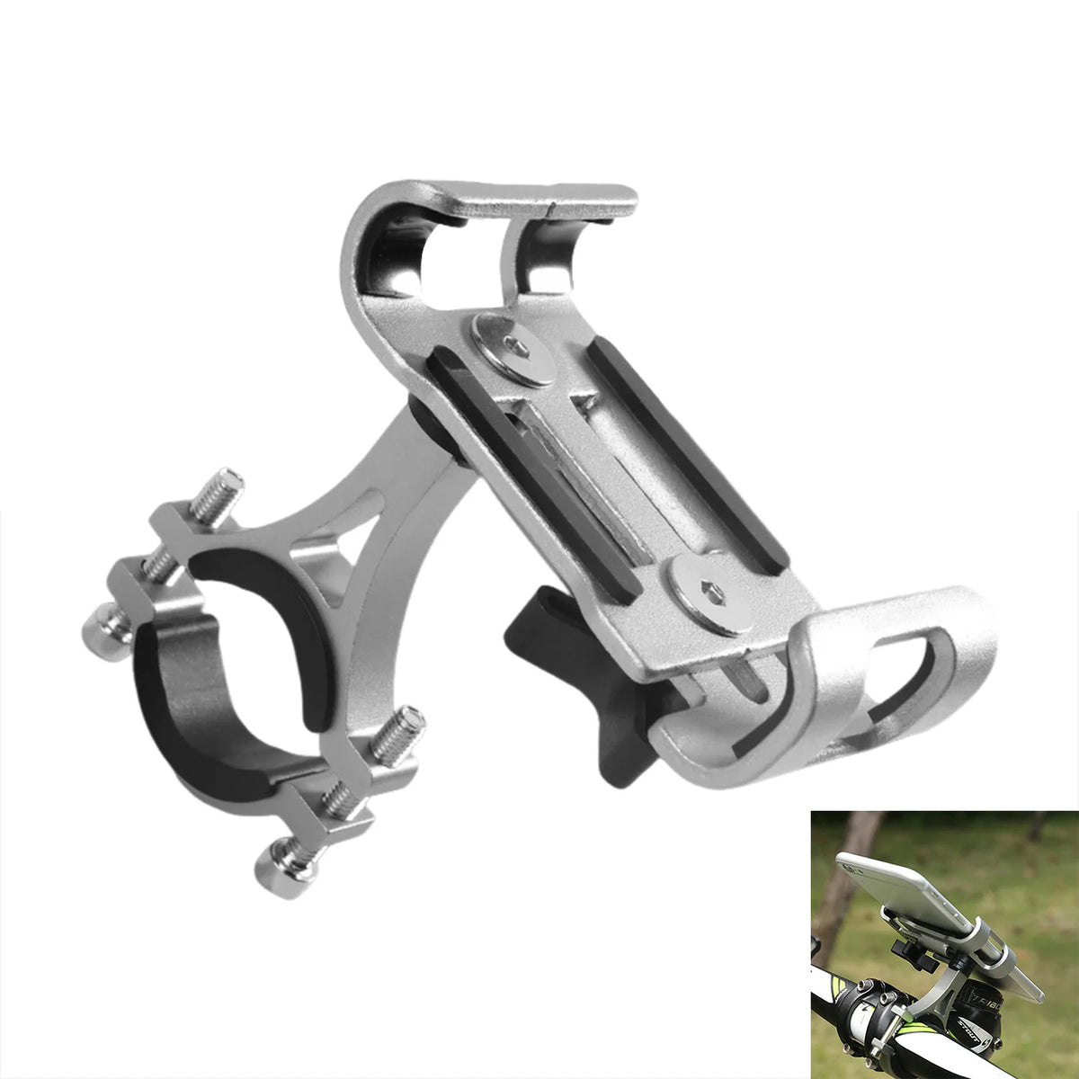 360 Degree Rotating Alloy Bike & Motorcycle Phone Mount Universal Handlebar Holder for Commuters