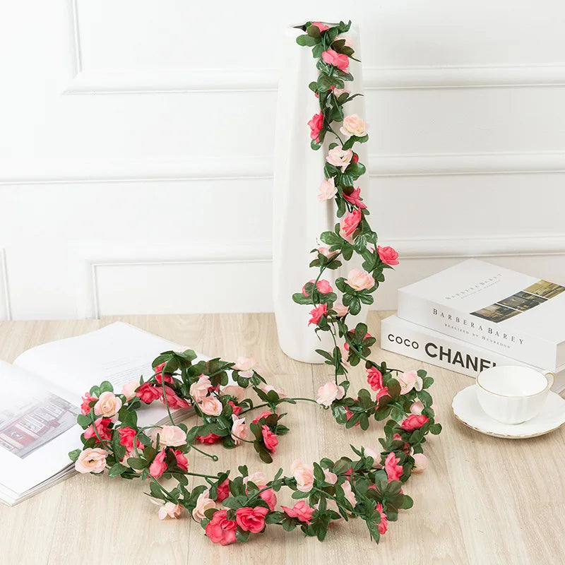 250 cm (98.4 in) Rose Artificial Flower Garland – Faux Rose Vine for Wedding, Christmas, Home & Garden Arch Decor