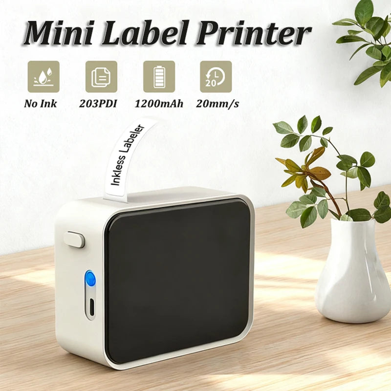 Mini Portable Thermal Label Printer – Inkless Bluetooth Sticker & Name-Tag Maker (15mm / 0.59in)