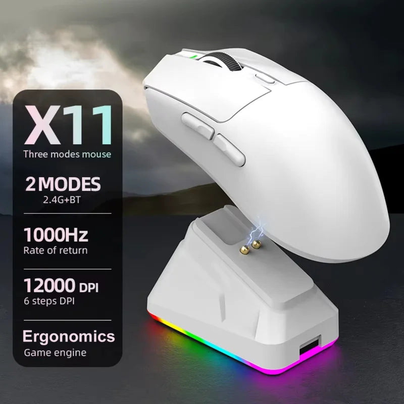 Wireless Ergonomic Gaming Mouse 3-Level DPI Dual-Mode Connection Magnetic Charging Dock
