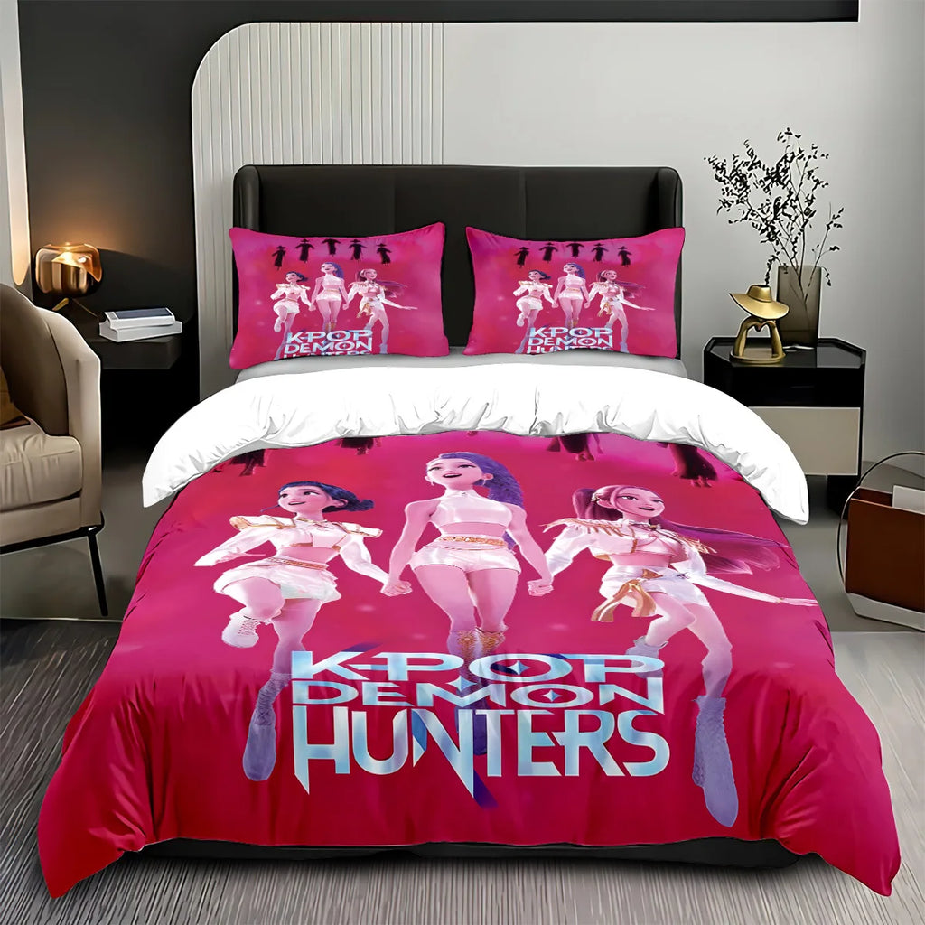Anime Demon Hunter Zoey Mira Duvet Cover Set 3D Print Bedding for Girls Kids Teens Adults Single Double King