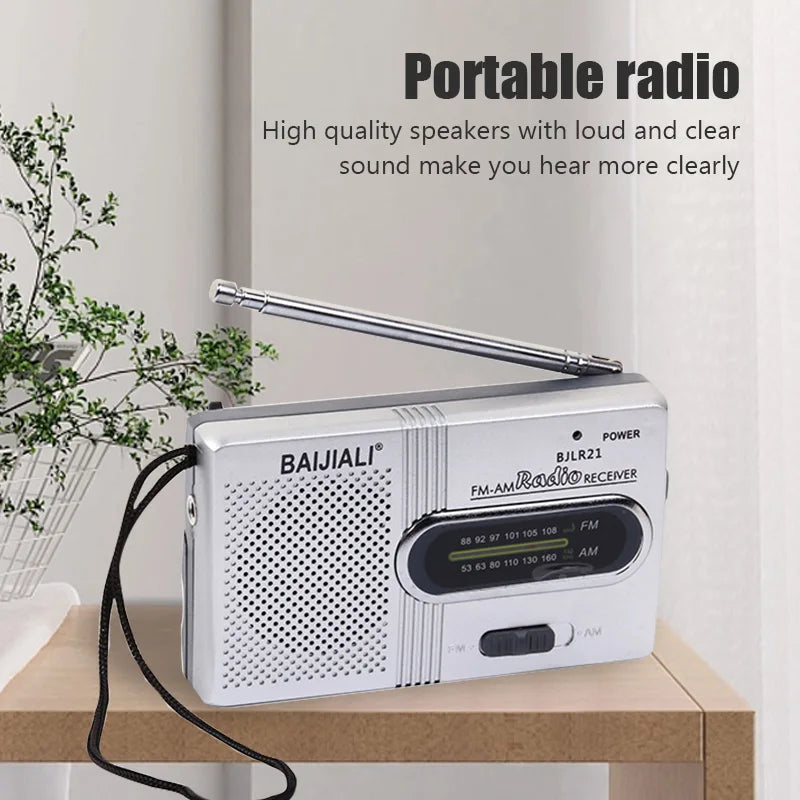 Mini AM FM Portable Radio - Battery-Operated Pocket Radio with Speaker, Compact 3.78 x 2.28 x 0.91 in (96 x 58 x 23 mm)