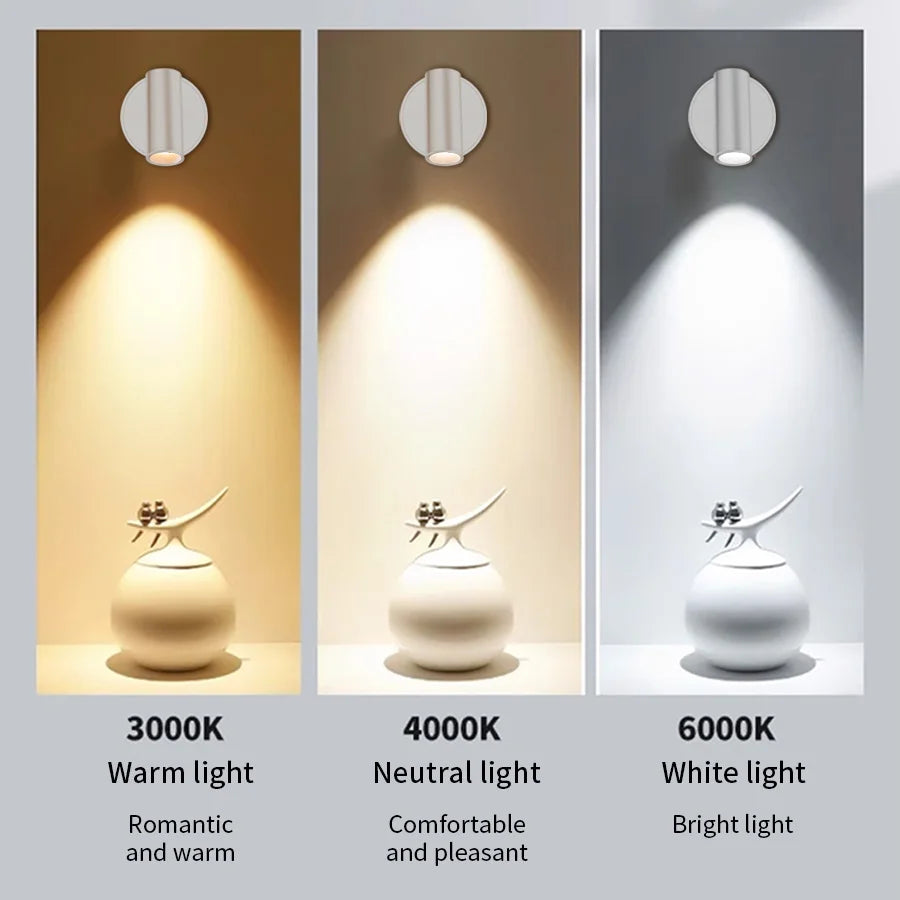 USB Rechargeable Magnetic LED Cordless Wall Light – Touch Dimmable Bedside Reading Lamp (Black/Gold/Silver/Orange/Coffee/White)