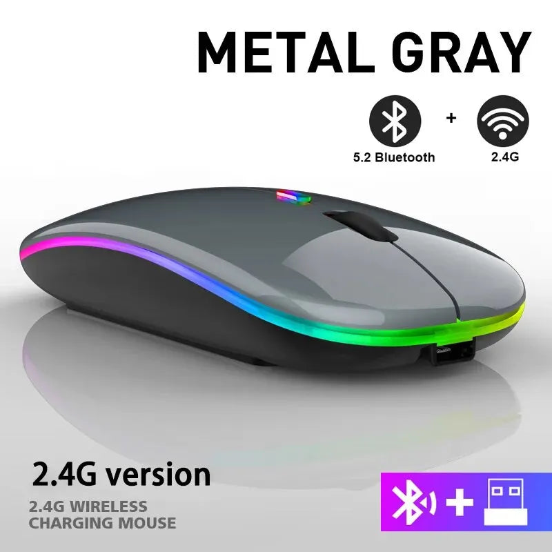 Wireless Bluetooth Gaming Mouse - RGB LED Backlit Rechargeable Ergonomic Mouse, Up to 3600 DPI for PC & Laptop