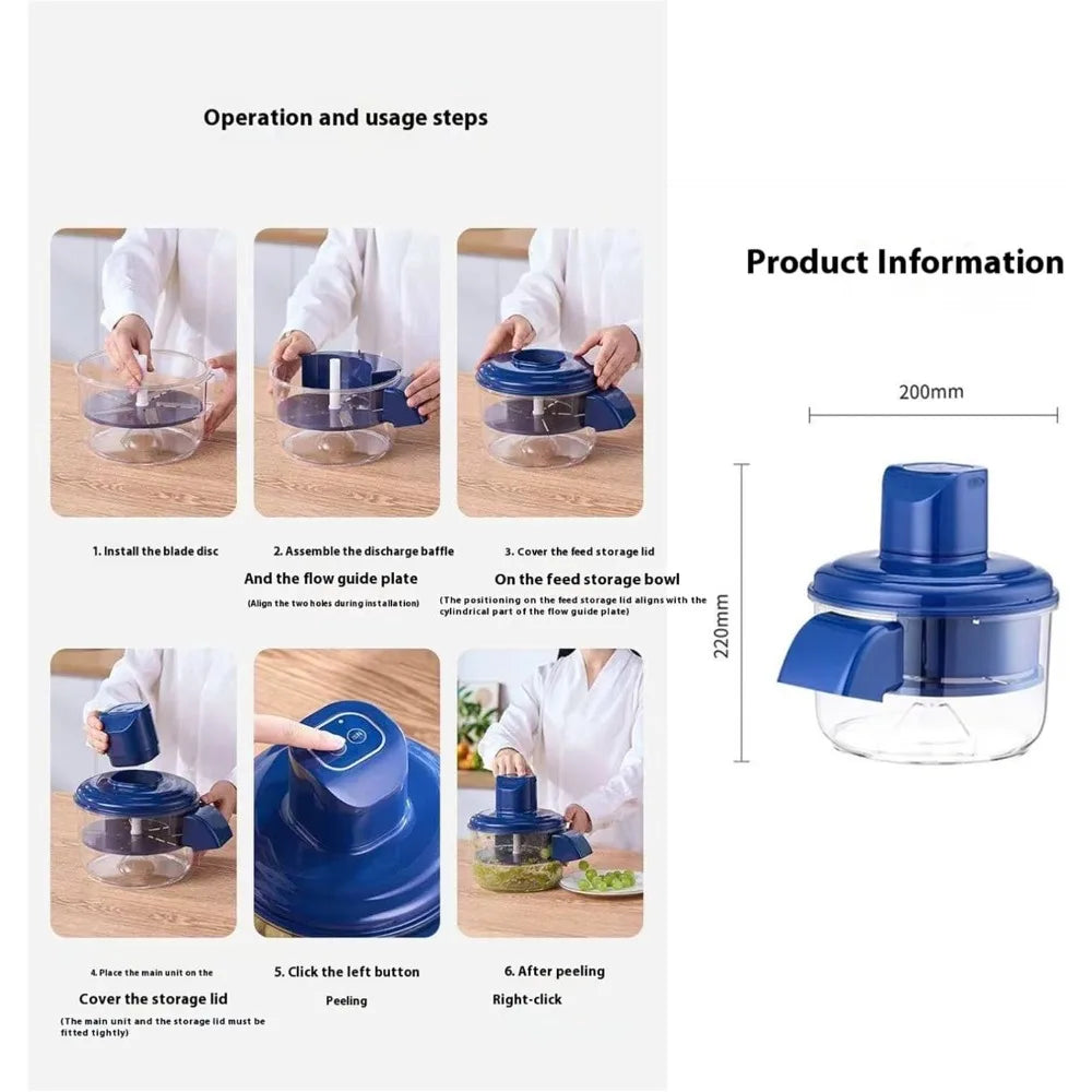 Rechargeable Electric Fruit & Vegetable Peeler for Grapes, Cherry Tomatoes & Garlic - USB Cordless