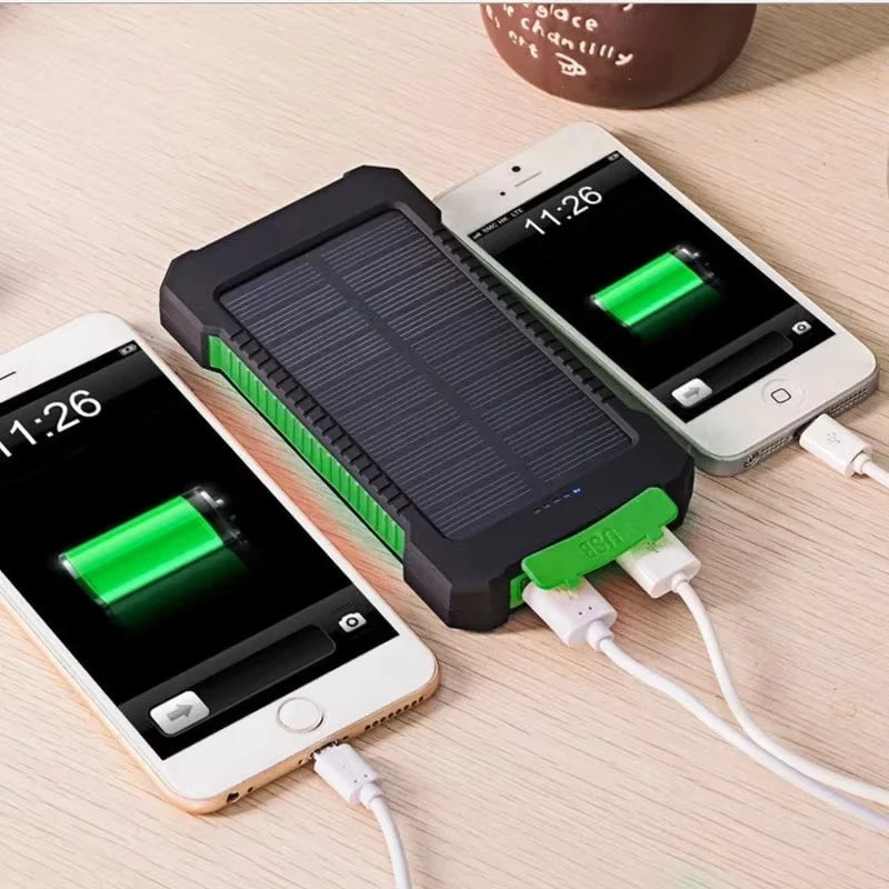 Waterproof Solar Power Bank 50,000/100,000/200,000mAh Dual USB PD 20W & 120W Fast Charge Portable Charger with LED Display & Flashlight for Camping & Travel