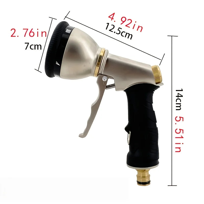 Heavy-Duty Metal Garden Hose Nozzle – Zinc Alloy Sprayer for Car Wash & Gardening