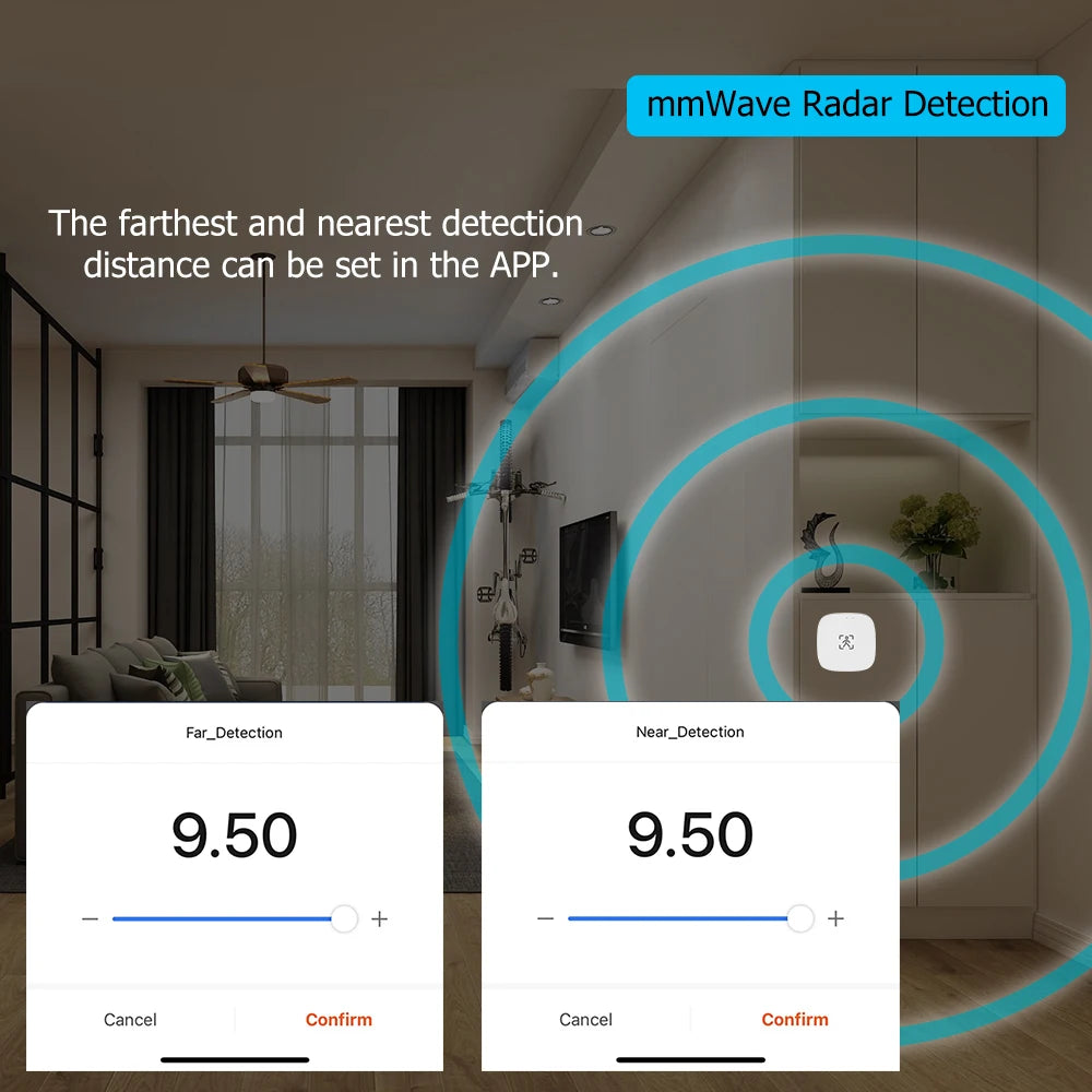 ZigBee WiFi mmWave Human Presence Sensor — Luminance & Distance Detection, AC 80–240V / USB 5V, Tuya Smart Life Compatible