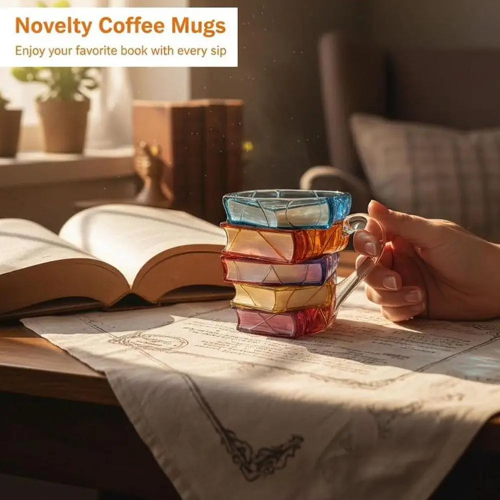 350ml (12 fl oz) Book-Shaped Glass Coffee & Tea Mug – Creative Drinkware & Desk Decor for Book Lovers