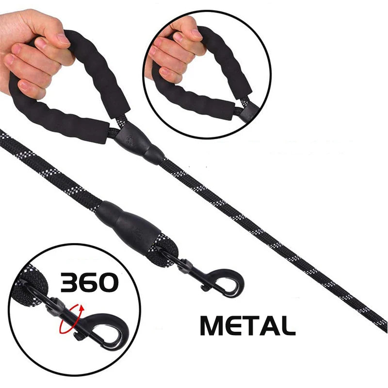 Reinforced Nylon Dog Leash with Padded Handle - Strong Leash for Small, Medium & Large Dogs (120/150/200/300 cm | 4/5/6.6/9.8 ft)