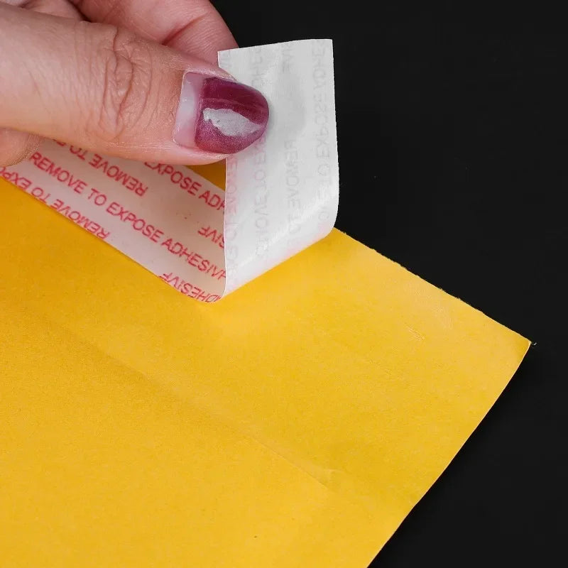 Kraft Paper Bubble Mailers – Self-Seal Waterproof Padded Envelopes, Yellow, Multiple Sizes (11×13–18×23 cm / 4.3×5.1–7.1×9.1 in), Pack of 10/20/30/50