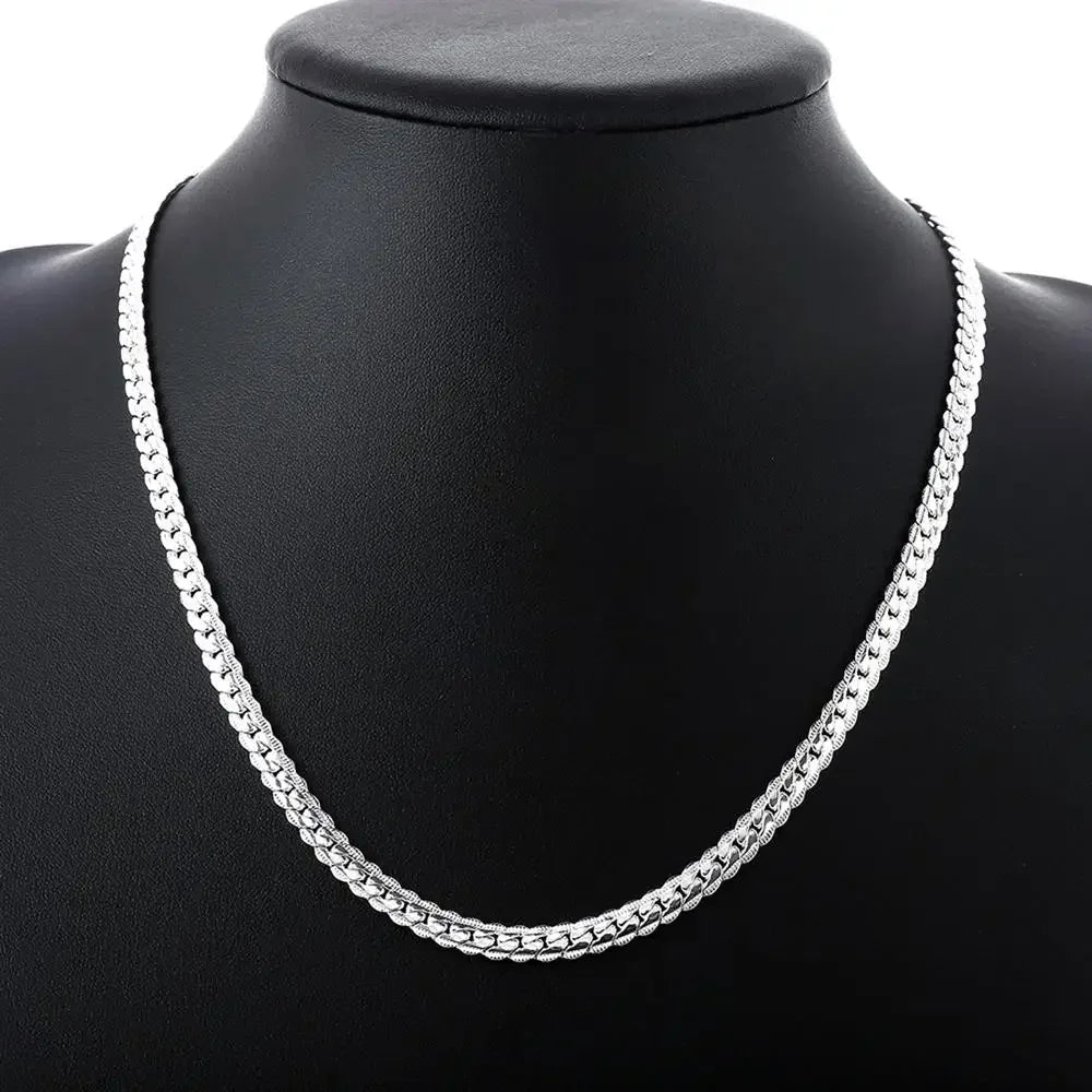 925 Sterling Silver Skeleton Pendant Link Chain Necklace - Unisex Classic Wedding Jewelry