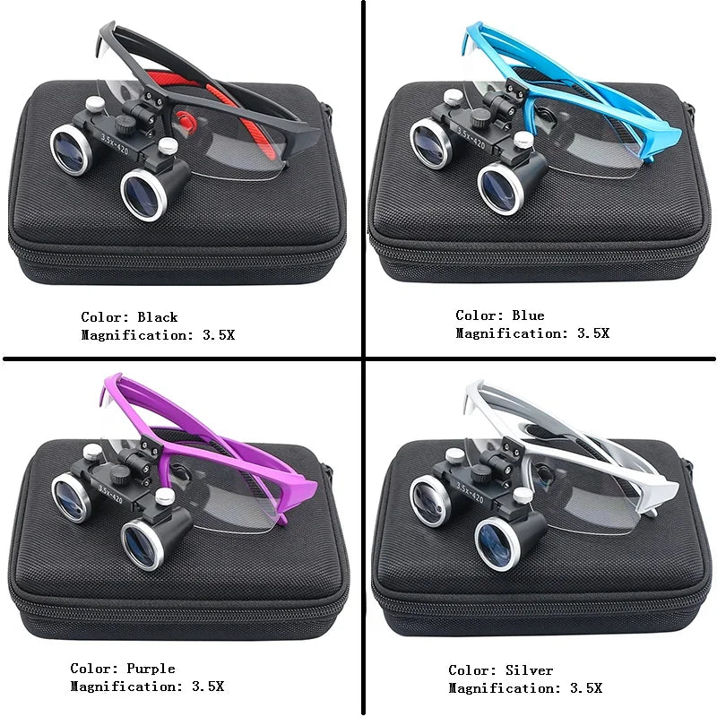 Dental Binocular Loupes 2.5x 3.5x Ultra-Lightweight Optical Magnification for Dental Surgery, 320-420 mm (12.6-16.5 in) Working Distance